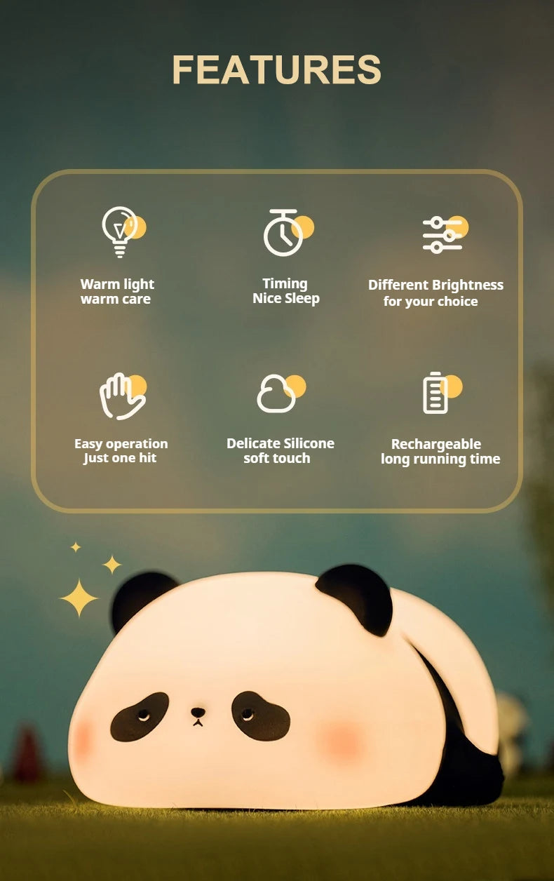 Animal Shaped Night light LED cute panda duck light USB charging timed bedside decoration Children's eye protection