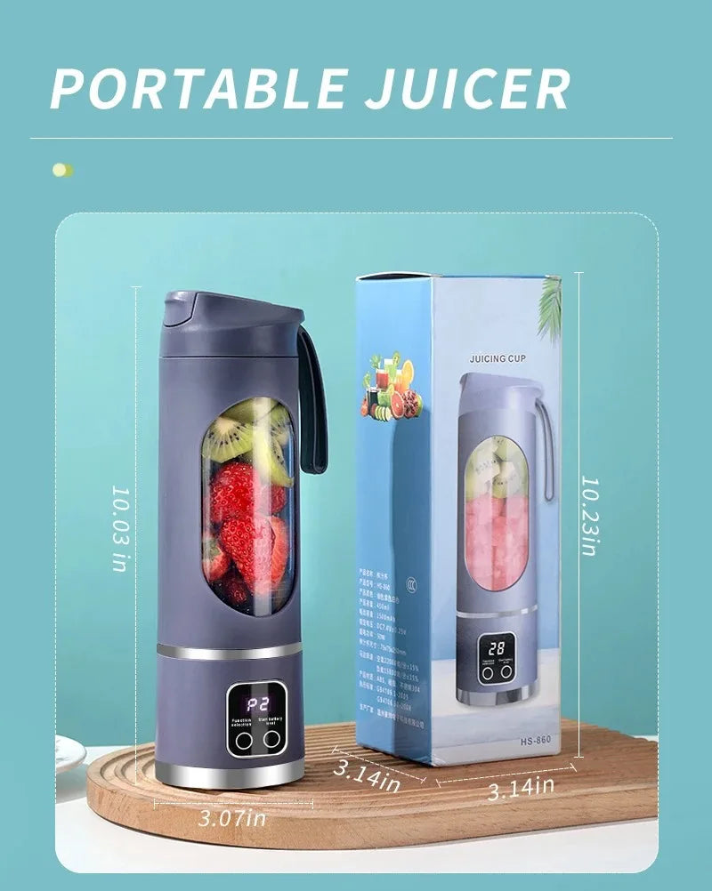 Portable Electric Juicer 450ml Juice Blenders USB Recharable Mini Fruit Mixer Wireless Juicer Bottle Fresh Juice Extractor
