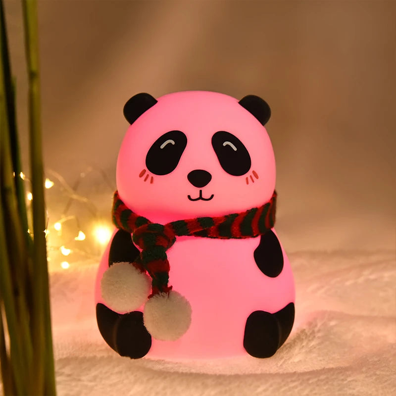 Cute Panda Night Light Silicone Nursery Sleeping Lamp Touch Control Nightlights USB Rechargeable Table Lamp for Baby Child