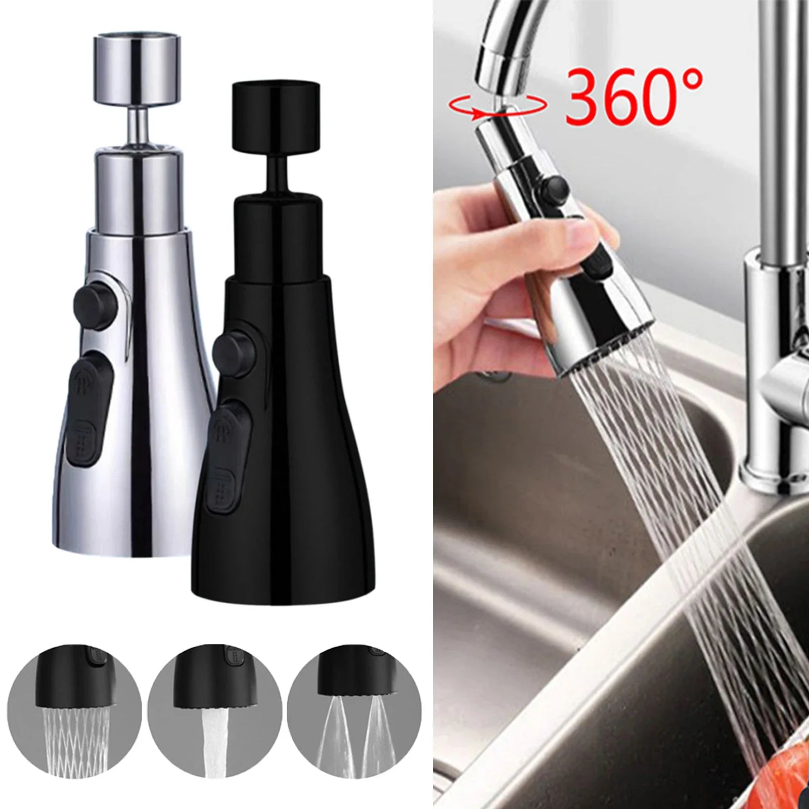 Lexsor 360 Rotating Faucet Extender  Universal Kitchen Tap  Strong Wash Kitchen Faucet  3 Modes Adjustable Water Tap  Kitchen Gadgets