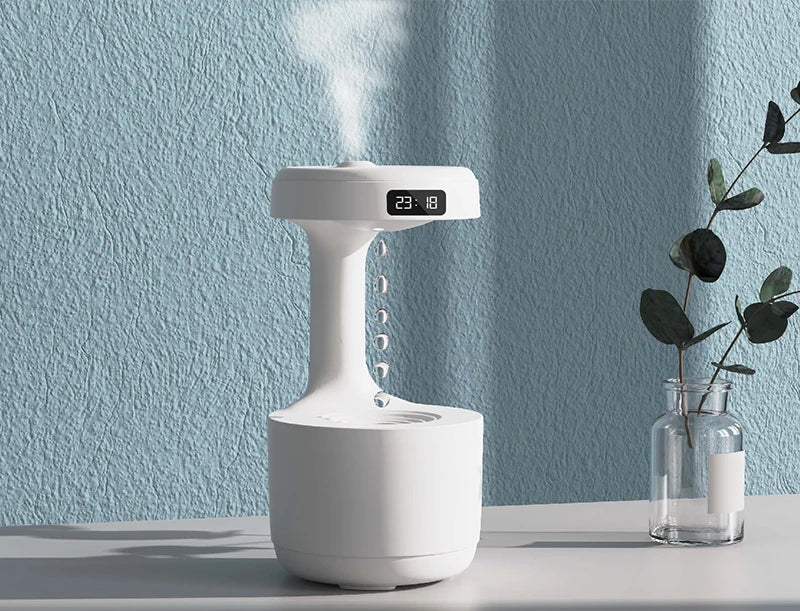 New Air Humidifier Anti-Gravity Funny Water Droplets Ultrasonic Cool Mist Maker Fogger Diffuser with LED Display Home Office