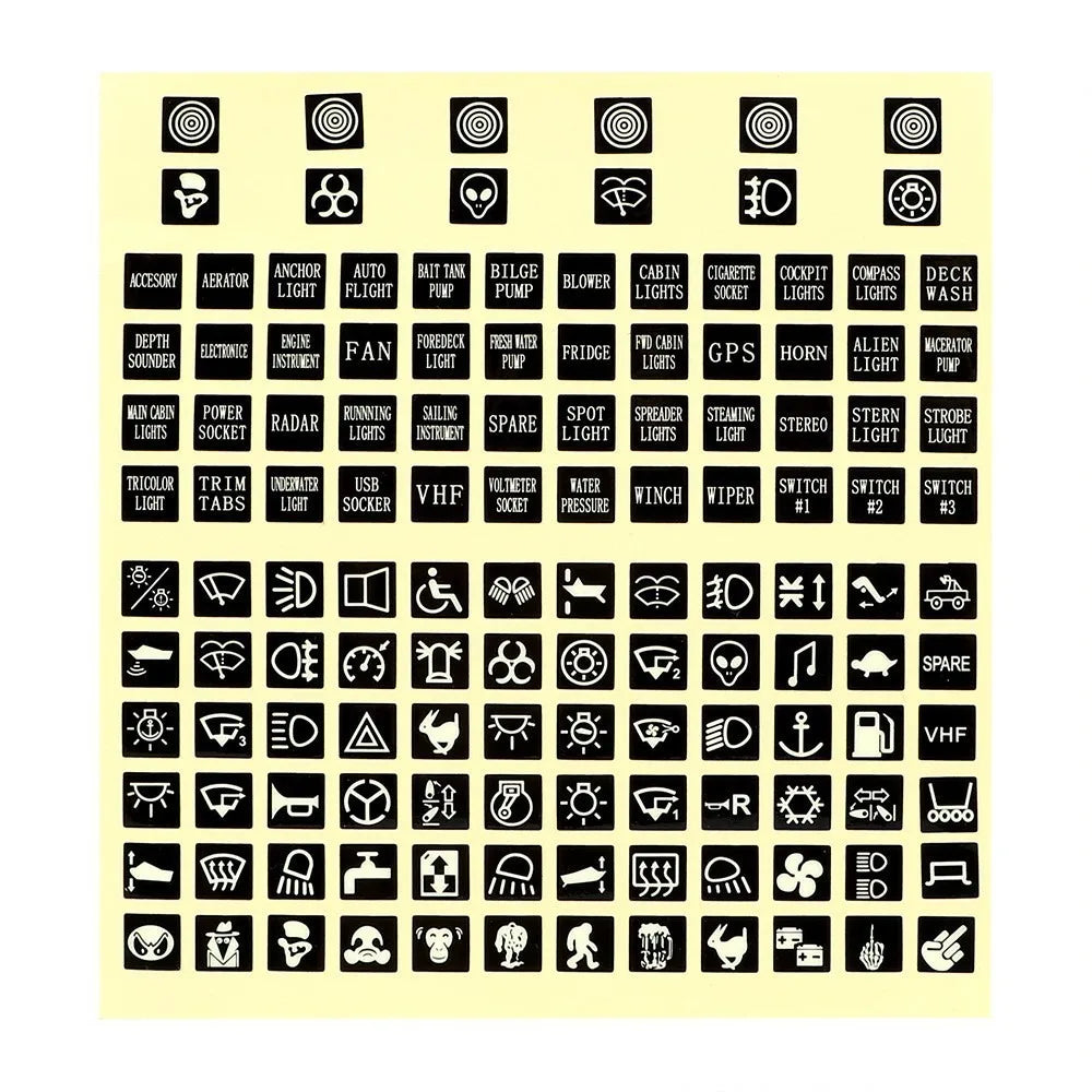 Lexsor Switch Label Car Sticker Waterproof Universal Instrument Panel Buttons Stickers Luminous Circuit Decal Glow-in-the-dark Sticker