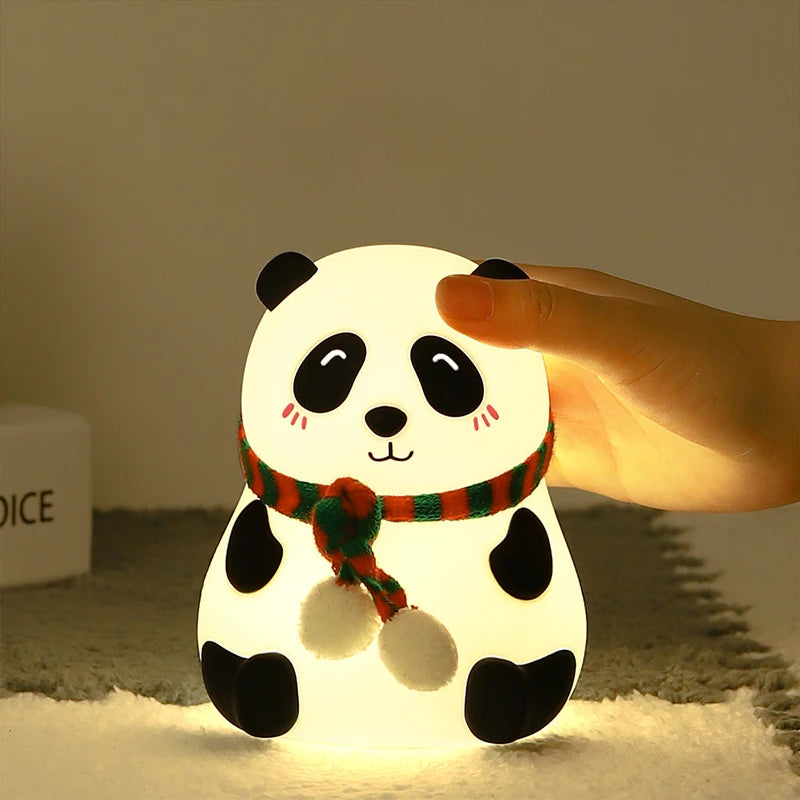 Cute Panda Night Light Silicone Nursery Sleeping Lamp Touch Control Nightlights USB Rechargeable Table Lamp for Baby Child