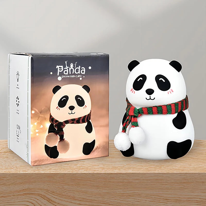 Cute Panda Night Light Silicone Nursery Sleeping Lamp Touch Control Nightlights USB Rechargeable Table Lamp for Baby Child