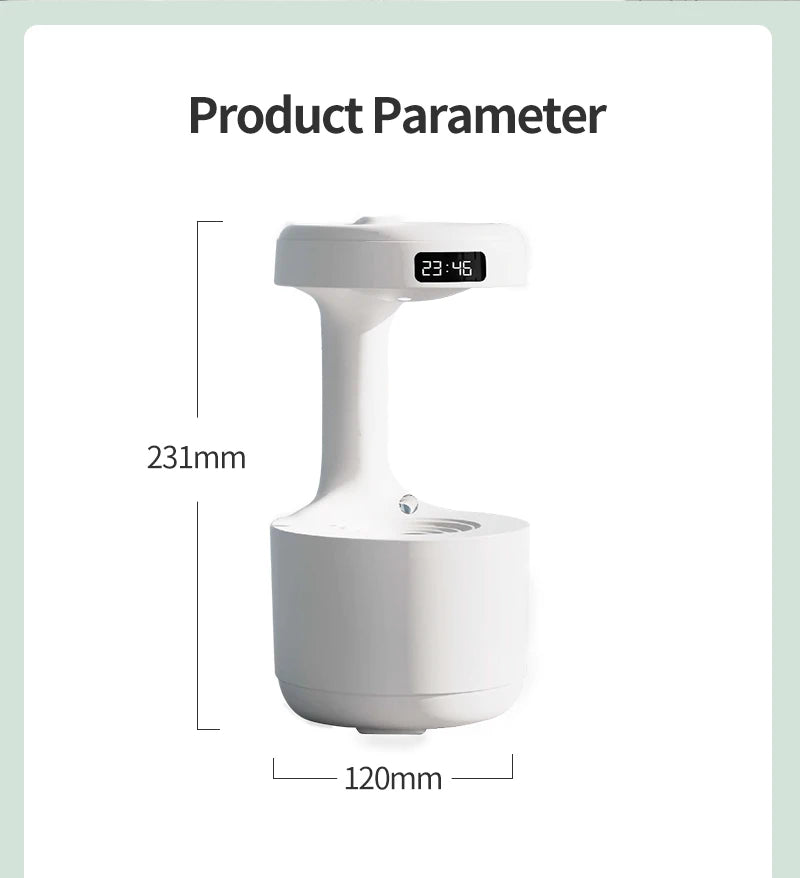 New Air Humidifier Anti-Gravity Funny Water Droplets Ultrasonic Cool Mist Maker Fogger Diffuser with LED Display Home Office