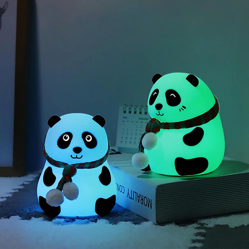 Cute Panda Night Light Silicone Nursery Sleeping Lamp Touch Control Nightlights USB Rechargeable Table Lamp for Baby Child