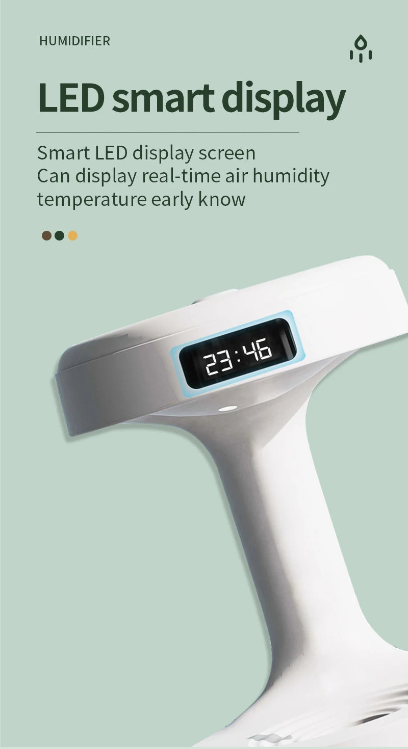 New Air Humidifier Anti-Gravity Funny Water Droplets Ultrasonic Cool Mist Maker Fogger Diffuser with LED Display Home Office