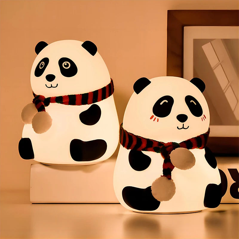 Cute Panda Night Light Silicone Nursery Sleeping Lamp Touch Control Nightlights USB Rechargeable Table Lamp for Baby Child