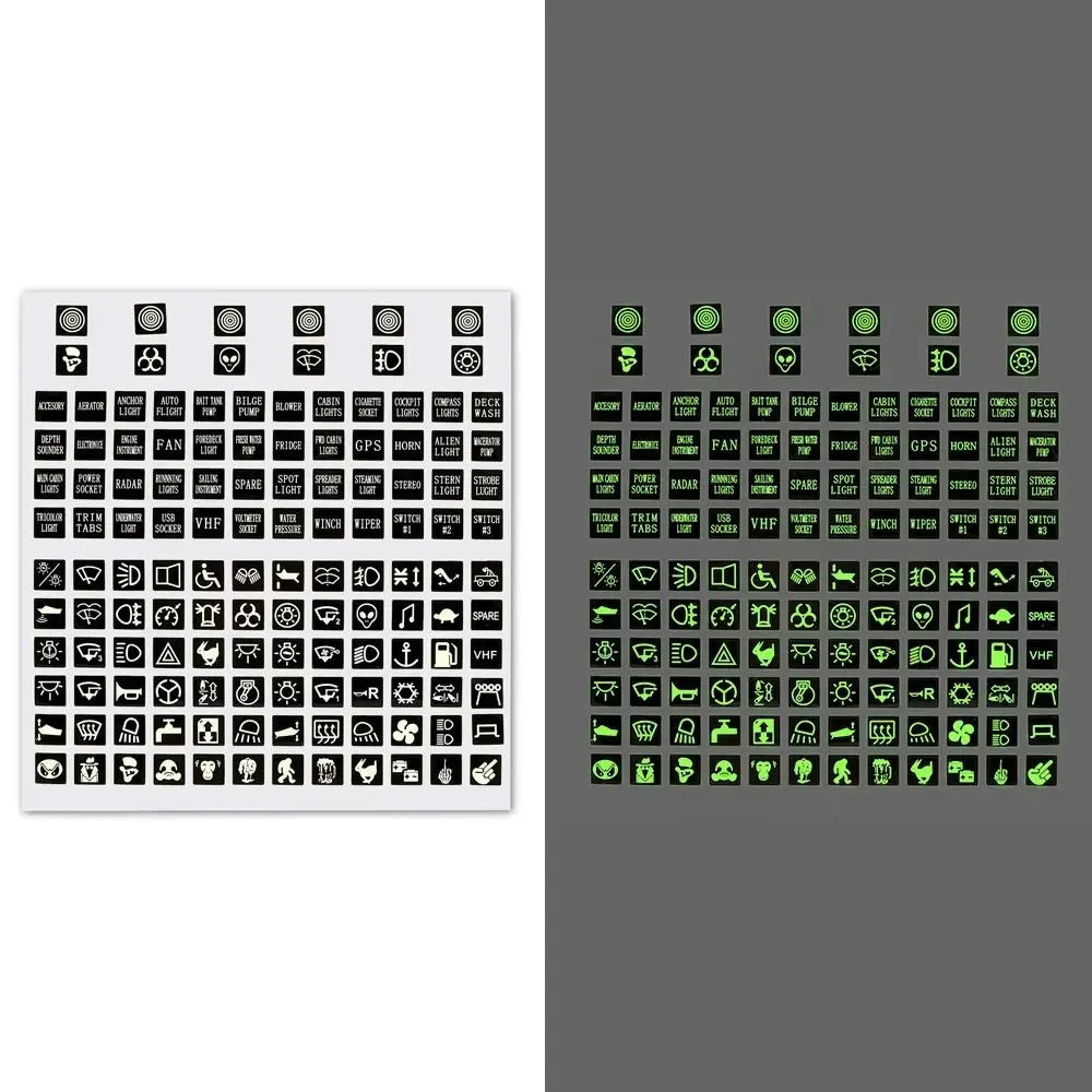 Lexsor Switch Label Car Sticker Waterproof Universal Instrument Panel Buttons Stickers Luminous Circuit Decal Glow-in-the-dark Sticker
