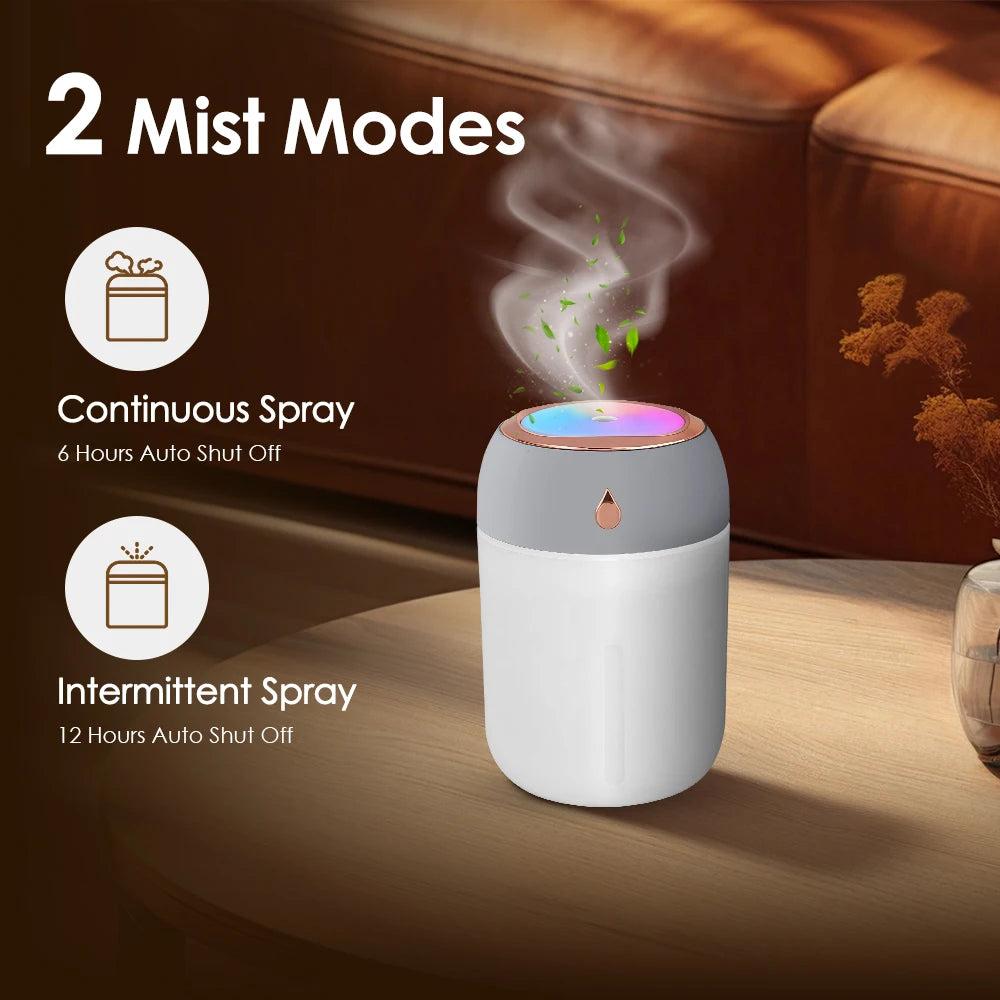 600ml Air Humidifier Essential Oil Aromatherapy Cool Mist Maker Double Spray 7 Color Lights Rechargeable Purifier Home Office