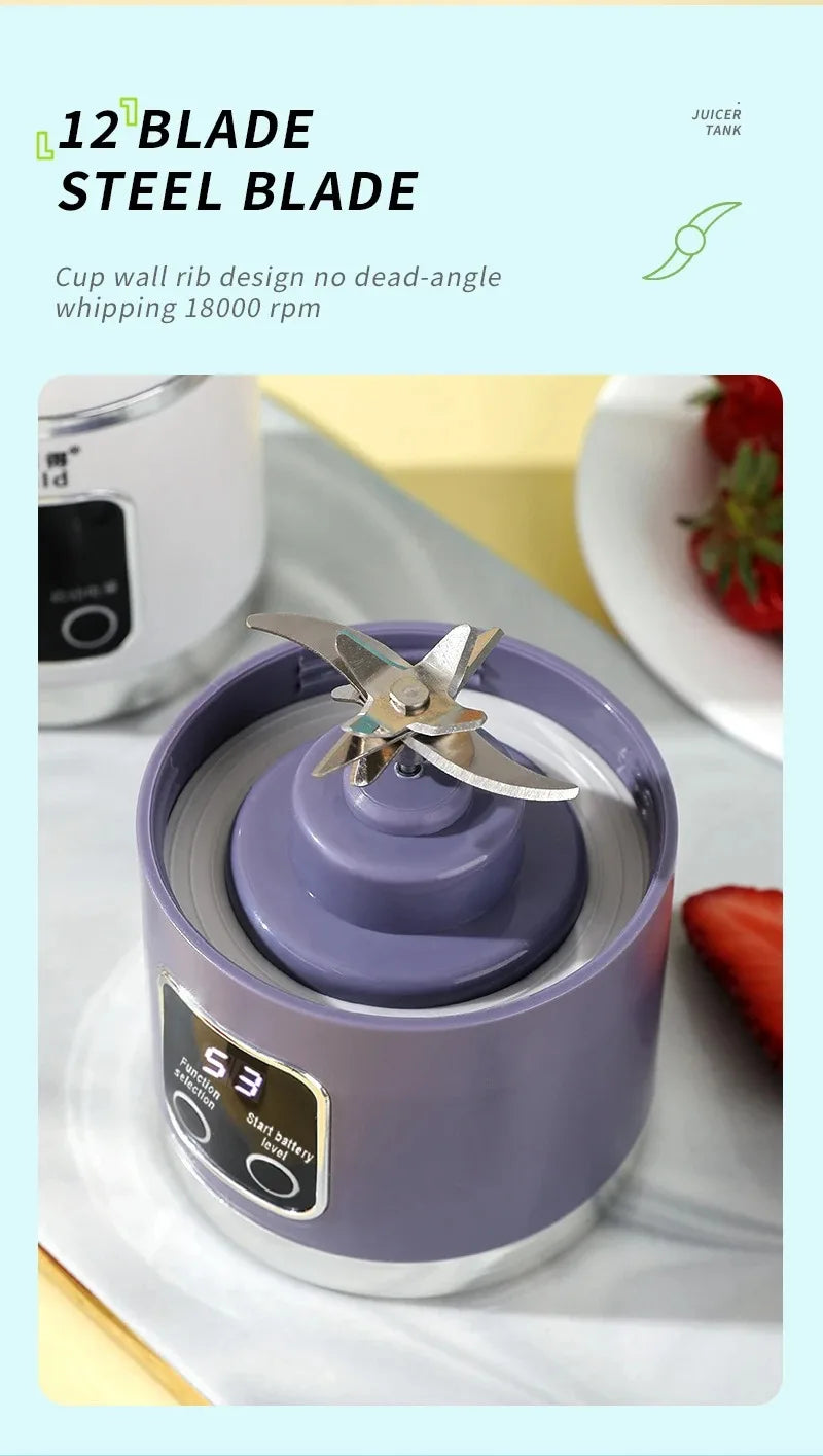 Portable Electric Juicer 450ml Juice Blenders USB Recharable Mini Fruit Mixer Wireless Juicer Bottle Fresh Juice Extractor