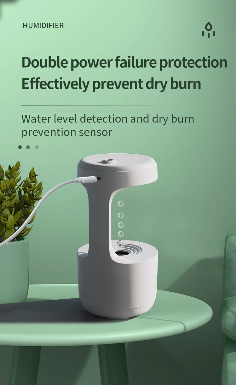 New Air Humidifier Anti-Gravity Funny Water Droplets Ultrasonic Cool Mist Maker Fogger Diffuser with LED Display Home Office