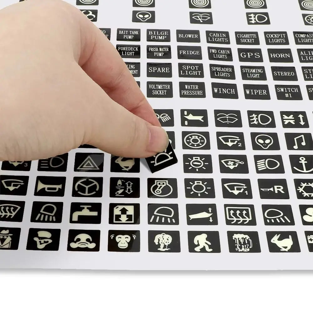 Lexsor Switch Label Car Sticker Waterproof Universal Instrument Panel Buttons Stickers Luminous Circuit Decal Glow-in-the-dark Sticker