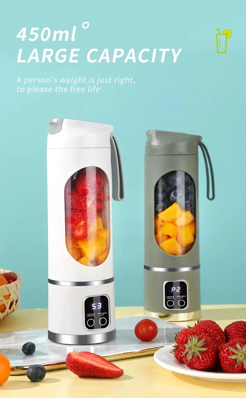Portable Electric Juicer 450ml Juice Blenders USB Recharable Mini Fruit Mixer Wireless Juicer Bottle Fresh Juice Extractor