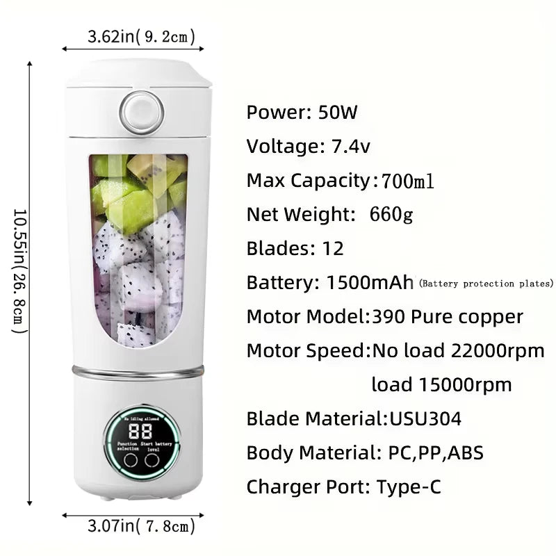 Lexsor New Portable Juice Maker Blender for Shakes Smoothies 700ML Multiple Colors 12-Blades Fast Mixing 2 In 1 Blender Bottle Juicer