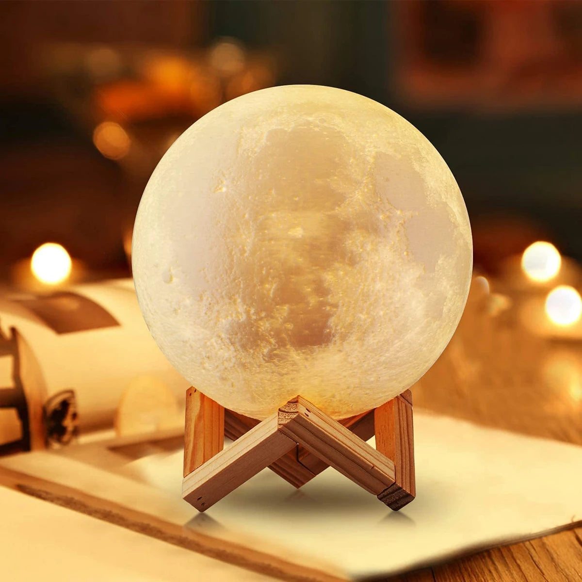 Lexsor 8cm Moon Lamp LED Night Light Battery Powered With Stand Starry Lamp Bedroom Decor Night Lights Kids Gift Moon Lamp