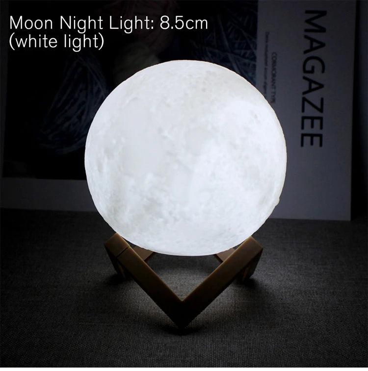 Lexsor 8cm Moon Lamp LED Night Light Battery Powered With Stand Starry Lamp Bedroom Decor Night Lights Kids Gift Moon Lamp