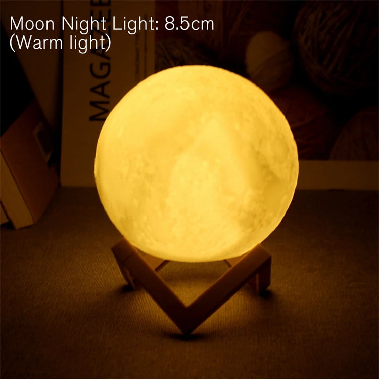 Lexsor 8cm Moon Lamp LED Night Light Battery Powered With Stand Starry Lamp Bedroom Decor Night Lights Kids Gift Moon Lamp